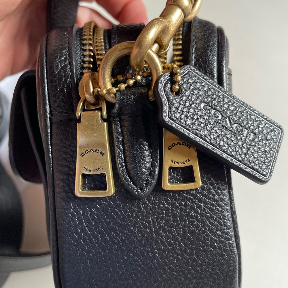 Coach Black Leather Crossbody Camera Bag with Gold Hardware - Picture 9 of 15